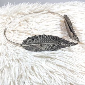 Greek style diadem vintage silver leaves